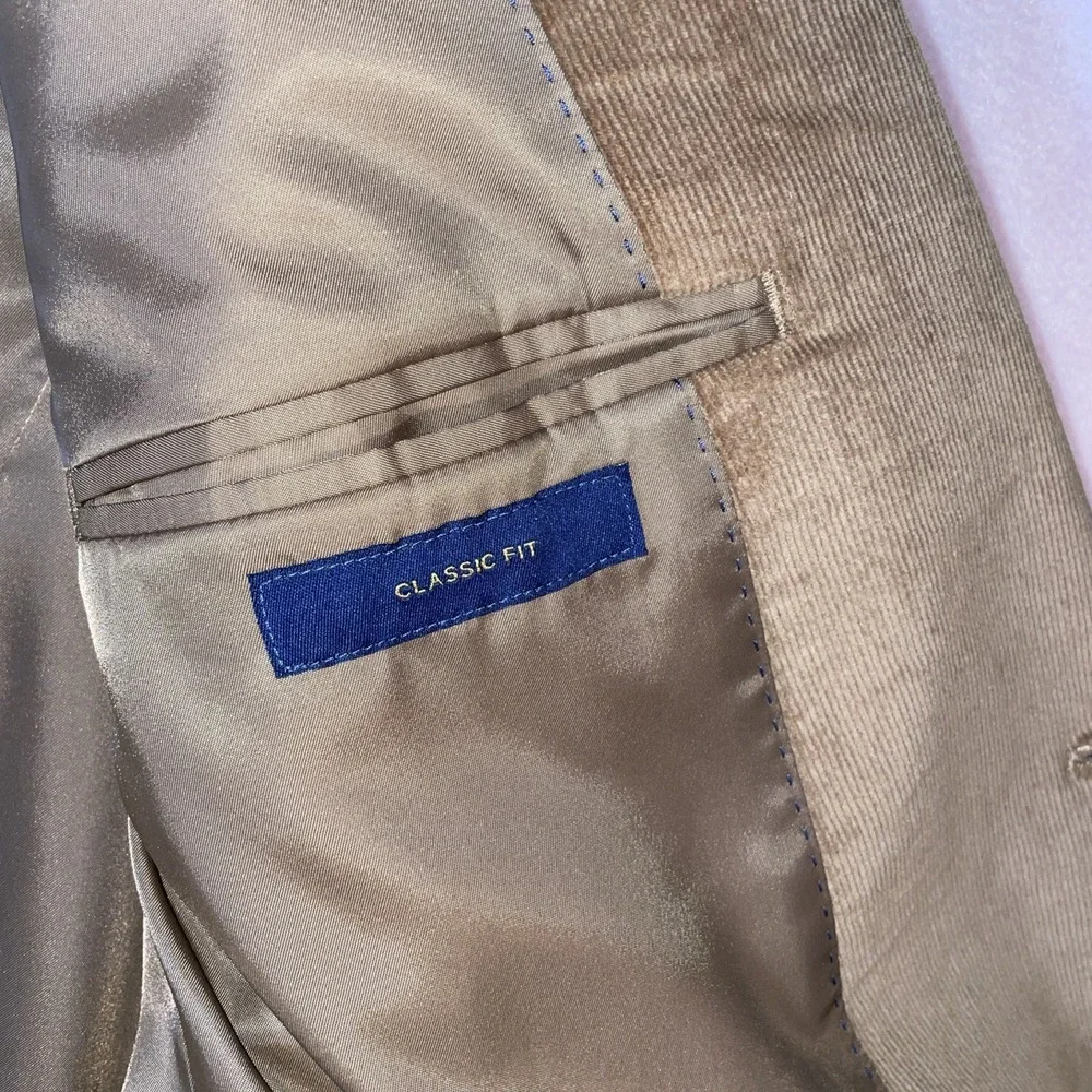 NWT Stafford Corduroy Sport Coat Mens 48 Long Stafford Tan Classic Fit Stretch